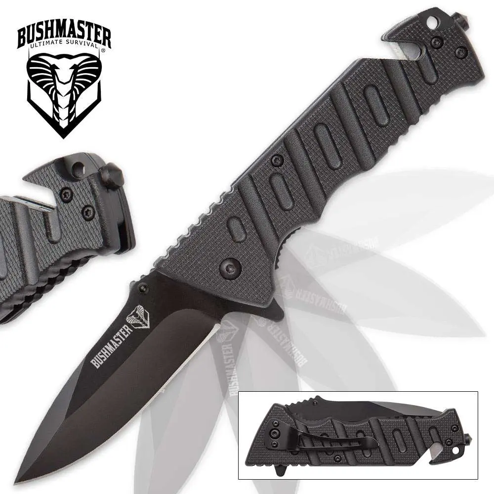 SHTF Bushmaster Tactical Black Pocket Knife -BK3315