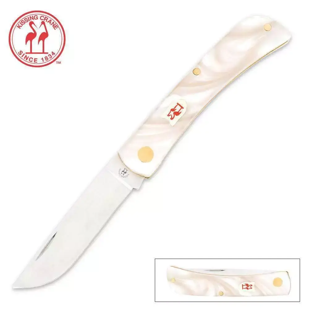Kissing Crane Pearl Pocket Farmer Folding Knife