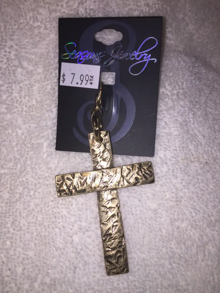 Hammered Gold Cross Clasp Pendant