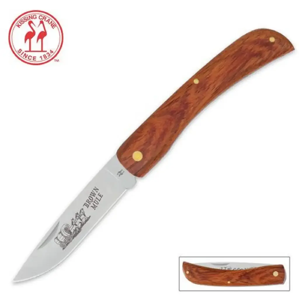 Kissing Crane Medium Brown Mule Pocket Knife-KCH36.