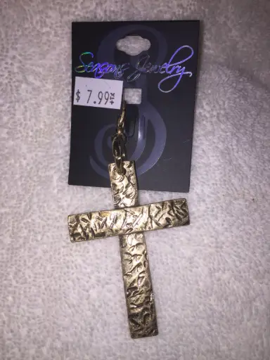 [XCR1] Hammered Gold Cross Clasp Pendant