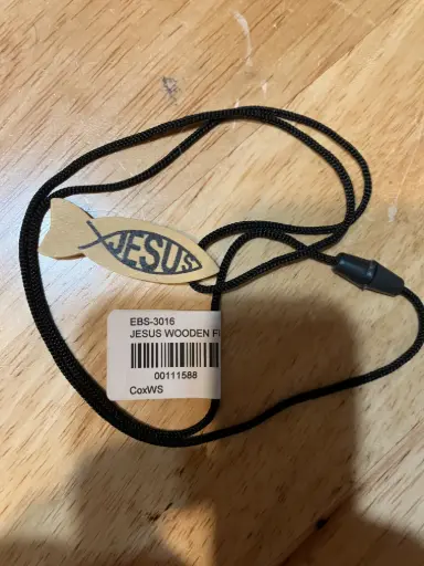 [3016] JESUS WOODEN FISH NECKLACE
