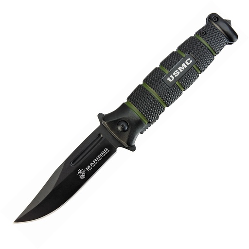 [UC3098] USMC Black and Green Assisted Opening Combat Pocket Knife -UC3098